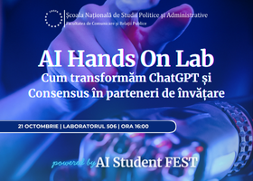 Workshop: AI Hands-On Lab - Cum transformăm ChatGPT și Consensus în parteneri de învățare – 21 octombrie 2025